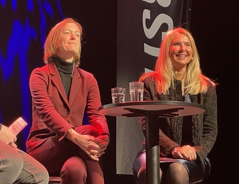 Anette Trettebergstuen, likestillingsminister (tv) og Marianne Bergmann Røren, konsernsjef i Mesta.